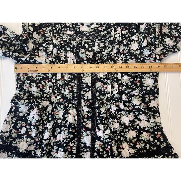 Anthropologie Maeve Celyn Floral Lace Peasant Top Blouse Flowy Size Womens 10 - Picture 7 of 11
